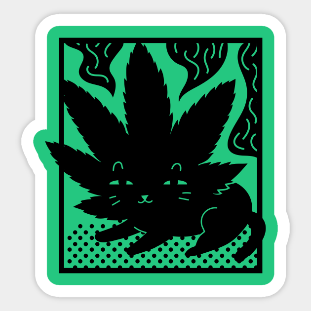 Kitty Weed Part 2 Black Cat Weed Sticker TeePublic